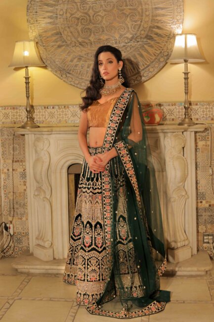 Green Bridal Lehnga Choli with Dupatta